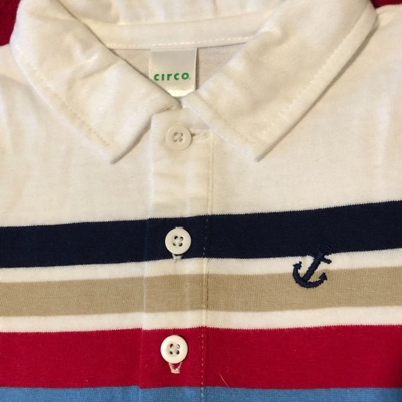 Circo Boys Bodysuit Short Sleeves Multi-colored Stripes 3 Button Front 9 M - Picture 4 of 9